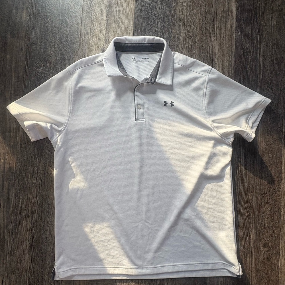 Mens XL Under Armour white polo shirt